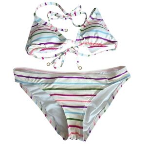 NWT Kate Spade Party Stripe Triangle Bikini Two Piece Swimsuit Sz Large  S3A226S